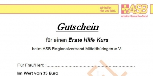 Gutschein Erste Hilfe Kurs